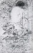 A Rose and a Back Etching Carl Larsson